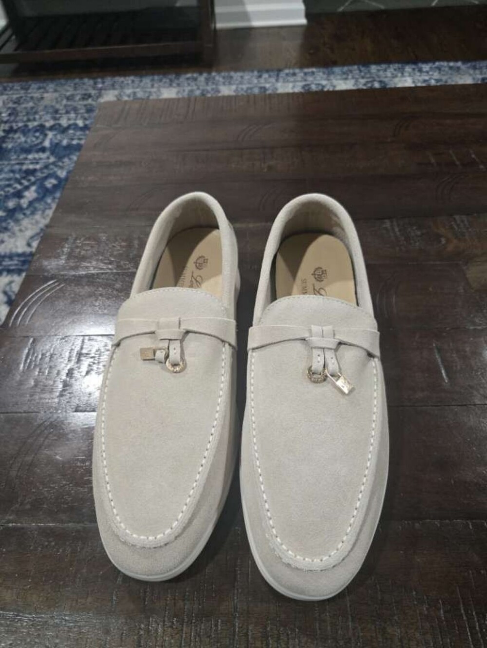 NEW Loro Piana Men's Suede Loafers Light Beige/Cream Slip-On Shoes Size 7.5